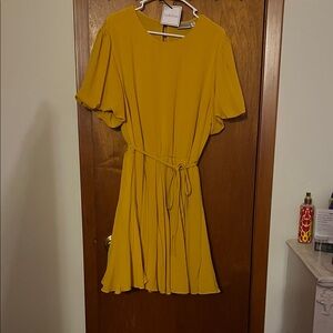 Premier Mustard Mini Dress with Belt